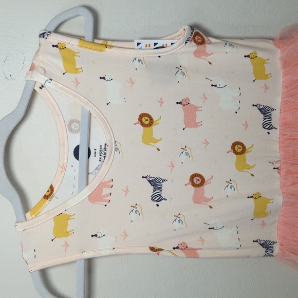 Bird & Bean Party Animals Tulle Tank Dress Pink Colorful NEW Girls Size 8 - Picture 3 of 7